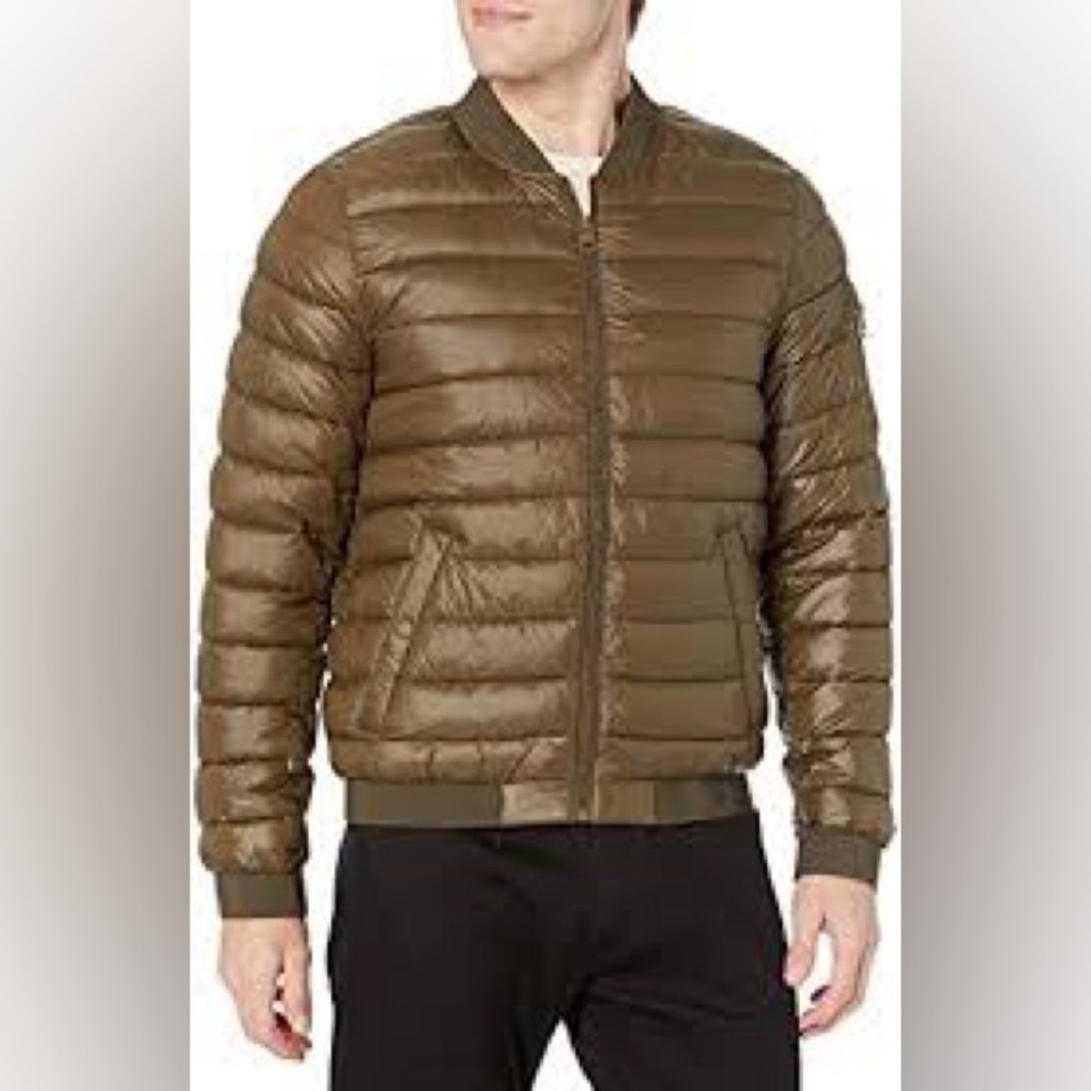 Guess Lightweight Puffer Bomber Jacket – Olive Green – Men’s Size XL